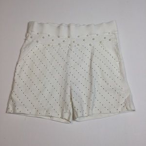 White pearl embellished shorts